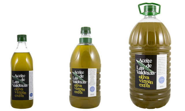 Confezioni da 1, 2 e 5 litri di olio d'oliva Las Valdesas