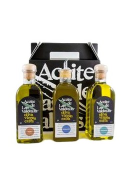 Estuche de tres frascas de 0,5 litros de aceite de oliva virgen extra