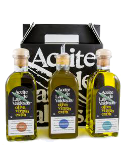 Estuche de tres frascas de 0,5 litros de aceite de oliva virgen extra