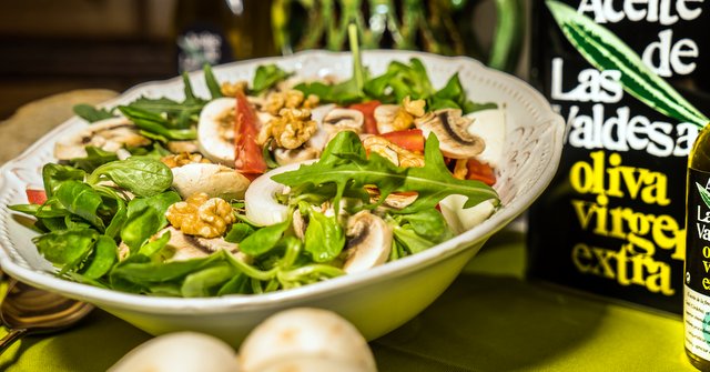 Salad and olive oil